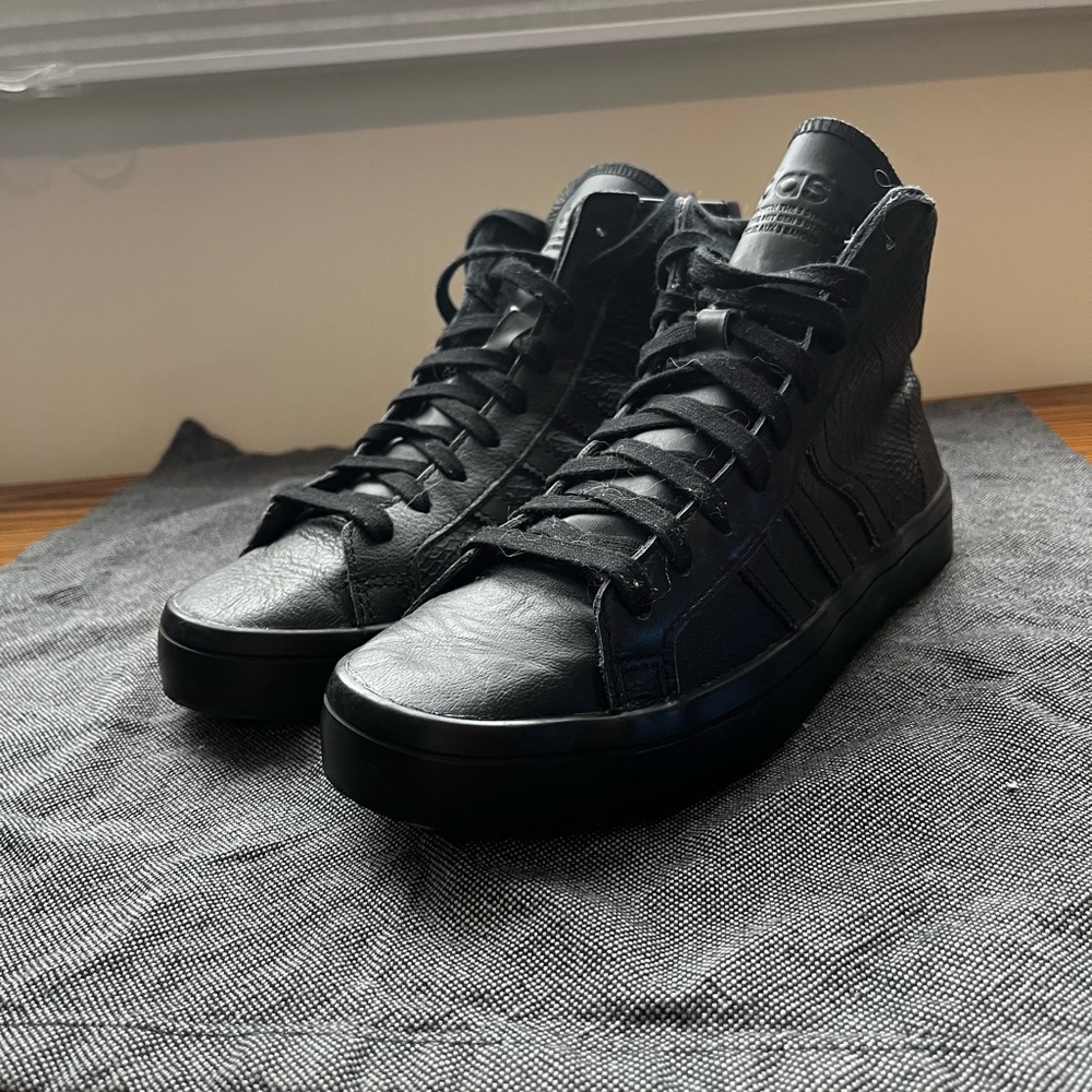 Adidas Pro Model Black Leather Snakeskin High Top Sneakers Size 8 S79949